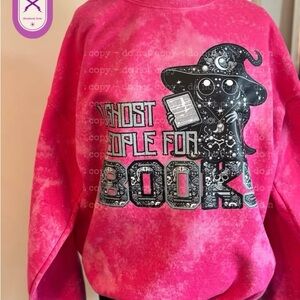 Large Bleached Pink “Will Ghost People for Books” Sweatshirt